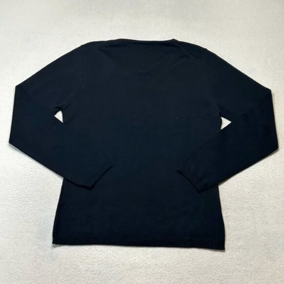 DEANE & WHITE 100% Merino Wool V-Neck Sweater Black - Picture 2 of 7